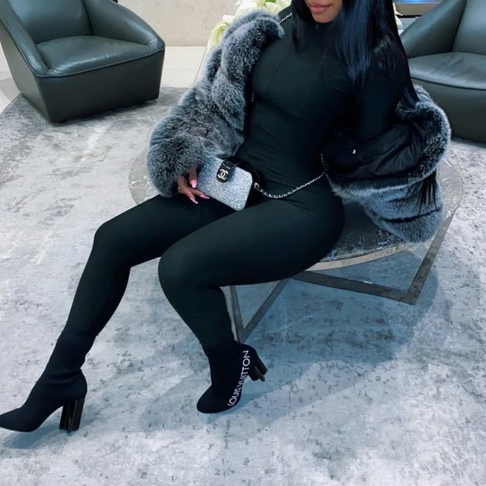Long Sleeve Zip Front Romper High Neck Bodycon, Sculpting Ohh Nana LLC